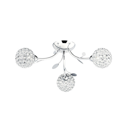 Searchlight Bellis Ii 3 Light Chrome with Clear Glass Semi-Flush Ceiling Light