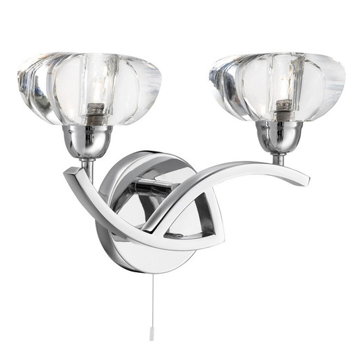 Searchlight Sculptured Ice Ii 2 Light chrome with Curved Glass Wall Light