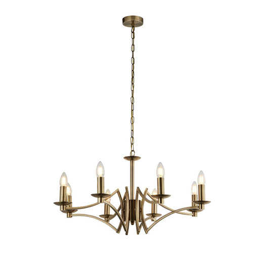 Searchlight Ascot 8 Light Antique Brass Pendant Light