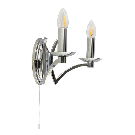 Searchlight Ascot 2 Light Chrome Wall Light