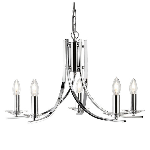 Searchlight Ascona 5 Light Chrome with Clear Glass Pendant Light