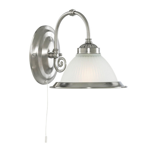 Searchlight American Diner Satin Silver with Acid Glass Wall Light