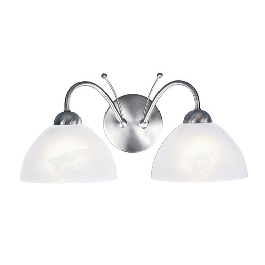 Searchlight Milanese 2 Light Satin Silver with Alabaster Glass Wall Light