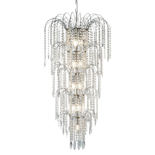 Searchlight Waterfall 13 Light Chrome and Clear Crystal Tier Chandelier