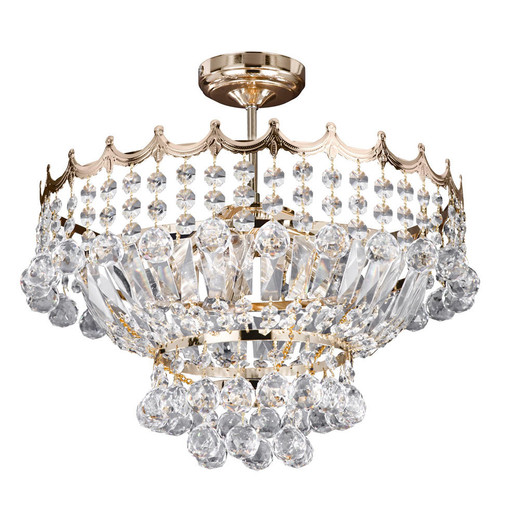 Searchlight Versailles 5 Light Gold and Clear Crystal Pendant Light