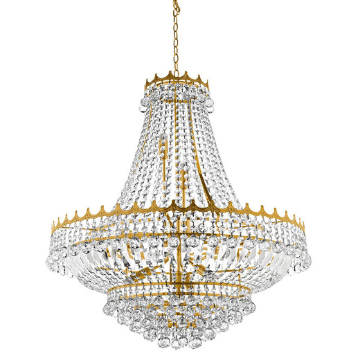 Searchlight Versailles 13 Light Gold and Clear Crystal Pendant Light