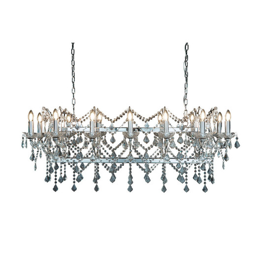 Searchlight Florence 14 Light Chrome with Clear Glass Crystal Bar Pendant Light