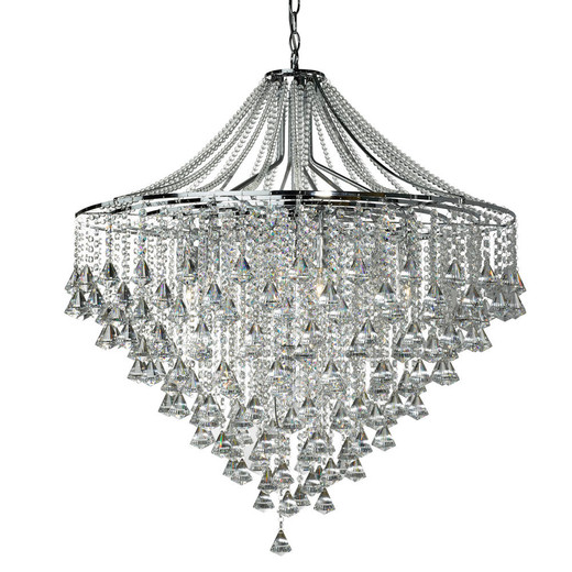 Searchlight Dorchester 7 Light Chrome with Clear Glass Crystal Pendant Light