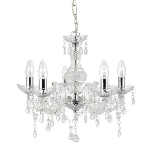 Searchlight Marie Therese 5 Light Clear Glass Chandelier