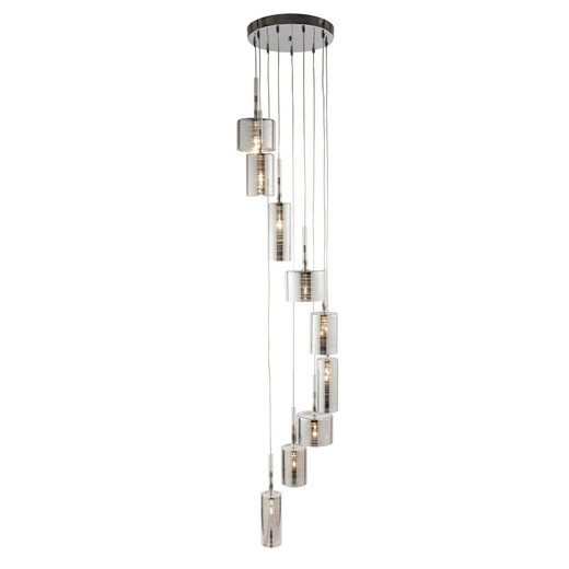 Searchlight Linen 9 Light Chrome with Smoked Glass Cluster Pendant Light