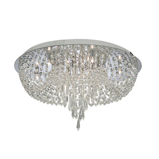 Searchlight Crisslet 10 Light Chrome with Crystal Flush Ceiling Light