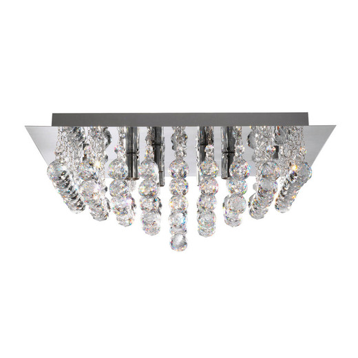 Searchlight Hanna 8 Light Chrome and Clear Crystal Square Pyramid Flush Ceiling Light