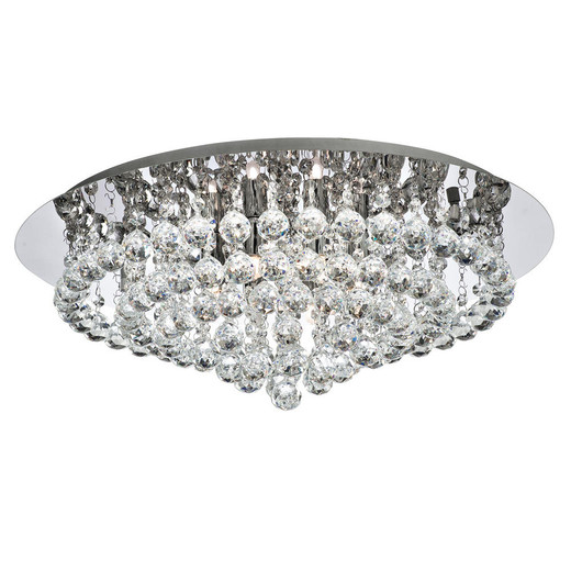 Searchlight Hanna 8 Light Chrome with Clear Crystal Round Flush Ceiling Light