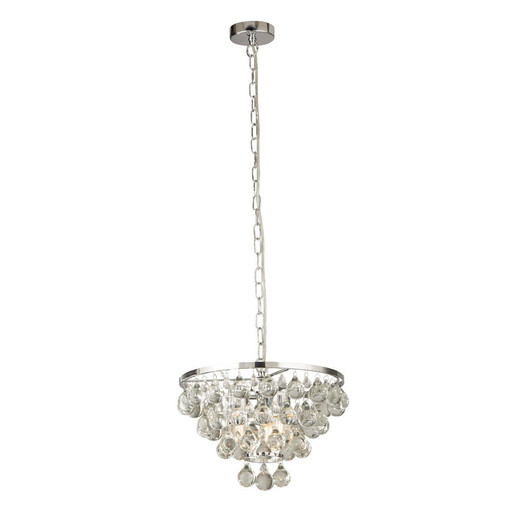 Searchlight Michelle 4 Light Chrome with Clear Crystal Round Pendant Light
