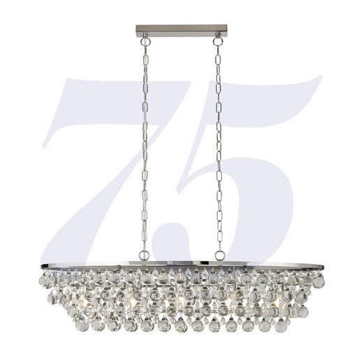 Searchlight Michelle 5 Light Chrome with Clear Crystal Oval Pendant Light