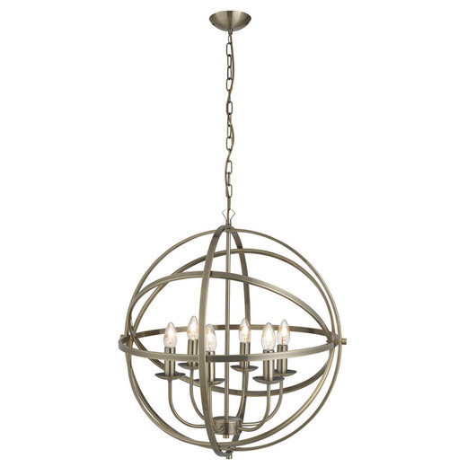 Searchlight Orbit 6 Light Antique Brass Orb Pendant Light