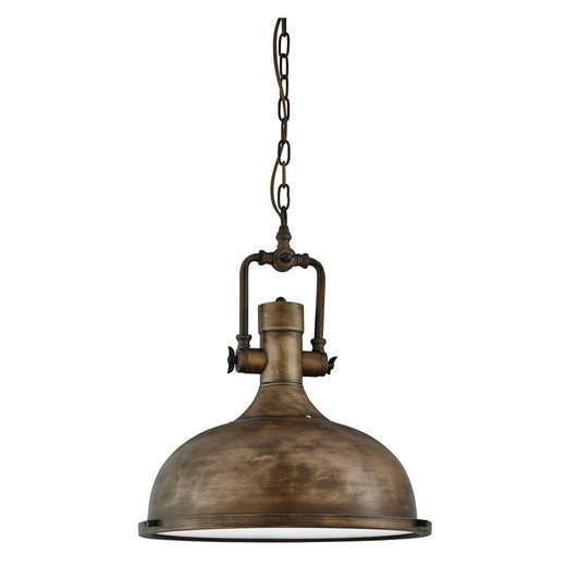 Searchlight Kansas Black Gold with Frosted Glass Industrial Pendant Light