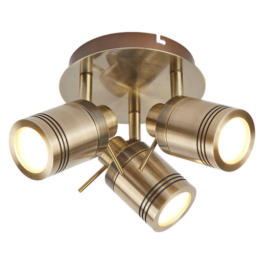 Searchlight Samson 3 Light Antique Brass Ip44 Bathroom Spotlight