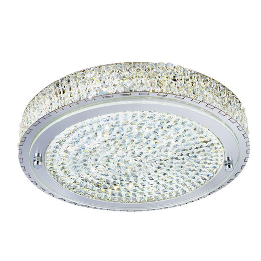 Searchlight Florida Chrome with Clear Crystal 40cm Dimmable LED Flush Ceiling Light