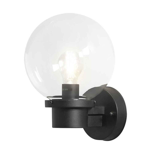 Nemi Up Matt Black Plastic with Clear Glass Wall Light