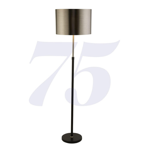 Searchlight Black And Chrome with Brushed Black Chrome Shade Floor Lamp