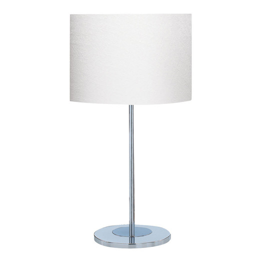 Searchlight Carter Satin Silver and Chrome with Ivory Drum Shade Table Lamp