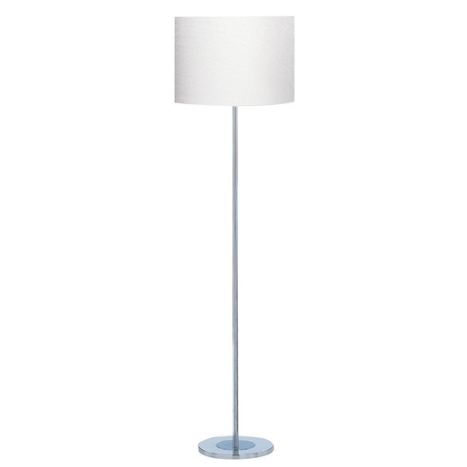 Searchlight Carter Satin Silver and Chrome with Ivory Drum Shade Floor Lamp