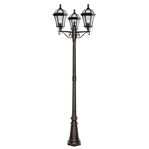 Searchlight Capri 3 Light Rustic Brown with Clear Glass 235cm Post Top