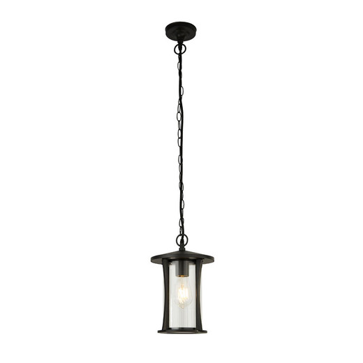 Searchlight Pagoda Black with Clear Glass Outdoor Pendant Light