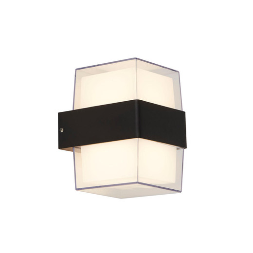 Searchlight Pittsburgh 2 Light Black with Clear and Frosted Glass Square LED IP44 Wall Light
