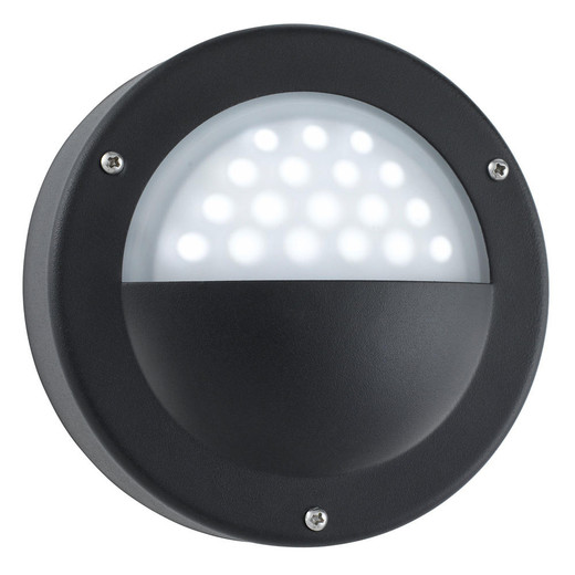 Searchlight Outdoor Black with Frosted Glass Round LED IP44 Wall Light