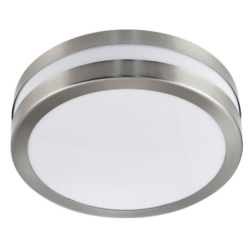 Searchlight Outdoor Satin Silver with Opal Diffuser 28cm IP44 Circular Flush Ceiling Light