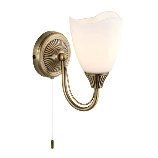 Endon Lighting Haughton Antique Brass with Opal Glass Wall Light