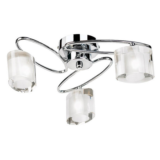 Endon Lighting Sonata 3 Light Chrome with Clear and Frosted Glass Semi-Flush Ceiling Light