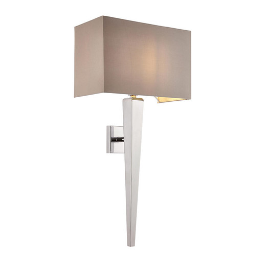 Endon Lighting Moreto Polished Chrome with Grey Faux Silk Shade Wall Light