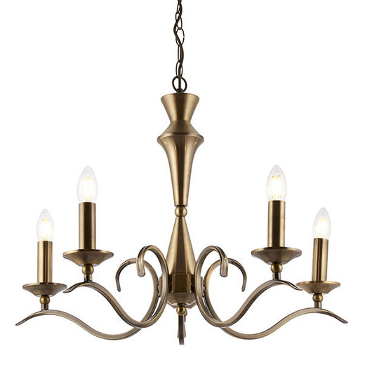 Endon Lighting Kora 5 Light Antique Brass Pendant Light