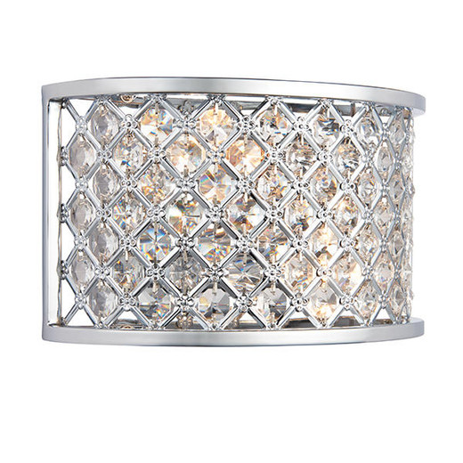 Endon Lighting Hudson 2 Light Chrome with Faceted Crystal Wall Light