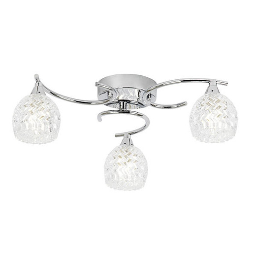 Endon Lighting Boyer 3 Light Chrome with Clear Glass Semi-Flush Ceiling Light