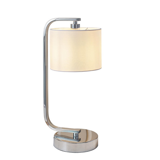 Endon Lighting Canning Chrome with White Faux Silk Shade Table Lamp