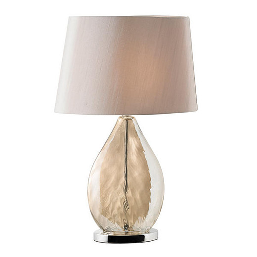 Endon Lighting Kew Gold Tinted Glass with Mink Fabric Shade Table Lamp