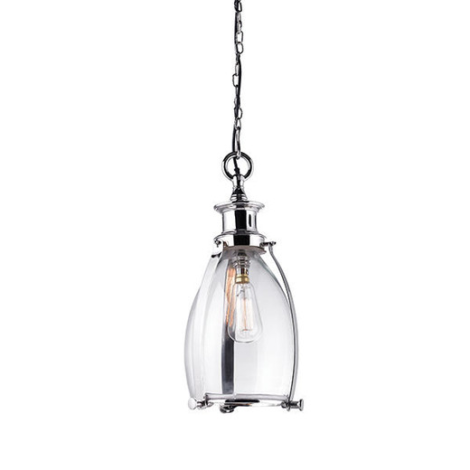 Endon Lighting Storni Nickel with Clear Glass Small Pendant Light