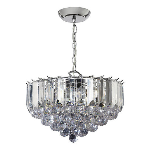 Endon Lighting Fargo 3 Light Chrome with Clear Acrylic Drops Medium Pendant Light