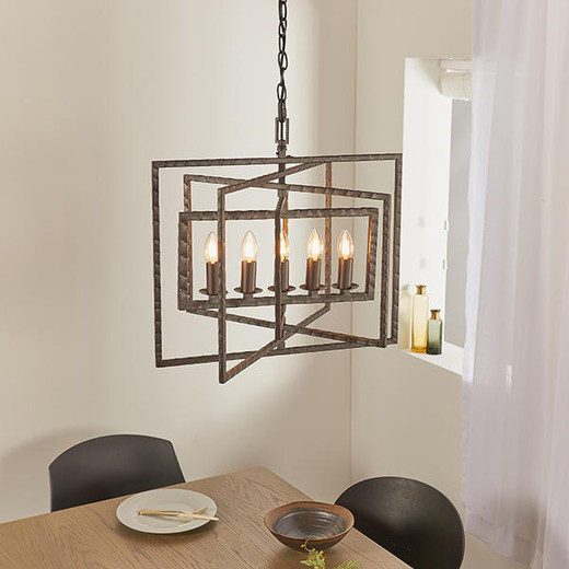 Endon Lighting Tibbet 5 Light Aged Hammere Pewter Pendant Light