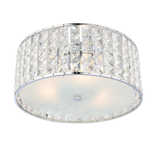 Endon Lighting Belfont 3 Light Chrome with Clear Faceted Crystal Flush Ceiling Light