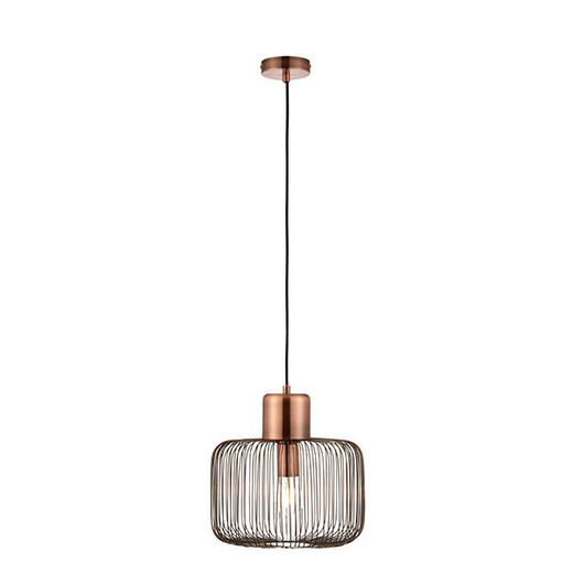 Endon Lighting Nicola Antique Copper with Black Metal Square Cage Pendant Light