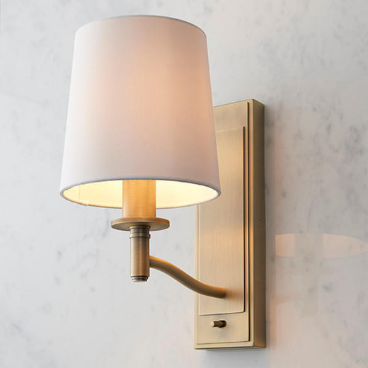 Endon Lighting Ortona Antique Brass with Vintage White Shade Wall Light