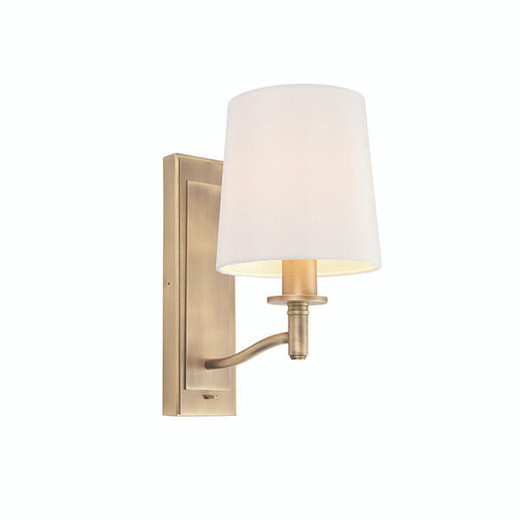 Endon Lighting Ortona Antique Brass with Vintage White Shade Wall Light