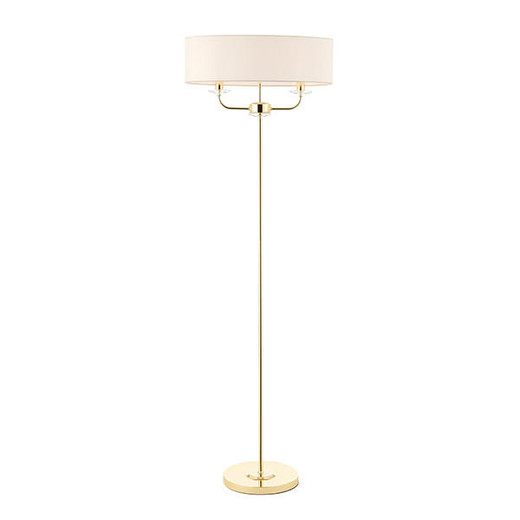 Endon Lighting Nixon 2 Light Polished Brass with Vintage White Shade Floor Lamp