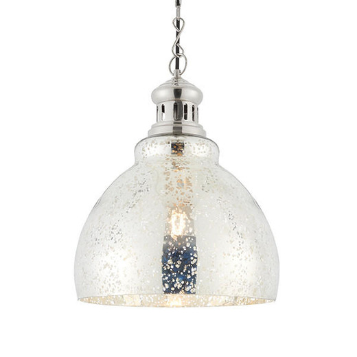 Endon Lighting Darna Bright Nickel with Mercury Glass Pendant Light