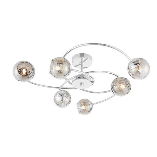 Endon Lighting Aerith 6 Light Chrome with Smoked Mirror Glass Semi-Flush Ceiling Light